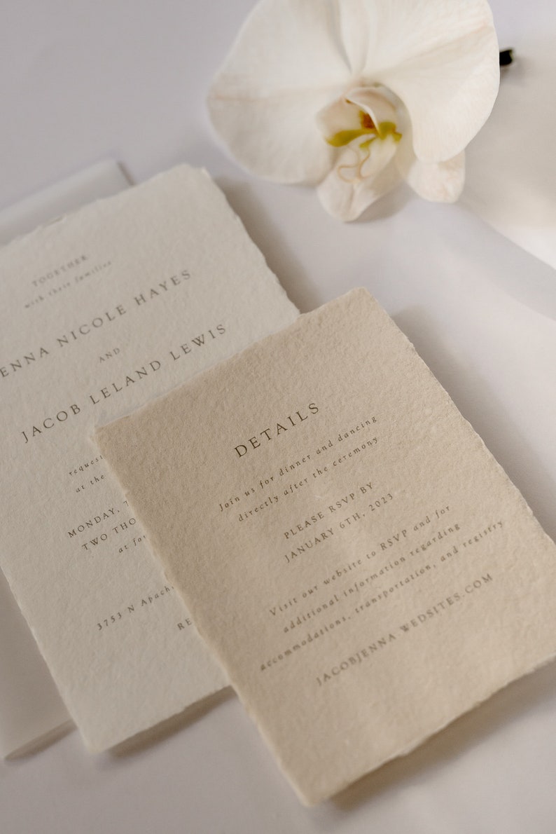 Foil Wedding Invitation, Letterpress Invitation, Deckled Edge Wedding ...