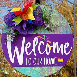 Pride, Pride welcome door hanger, rainbow colors, everyday door hanger, front door decor, living room decor, mothers day gift idea, birthday