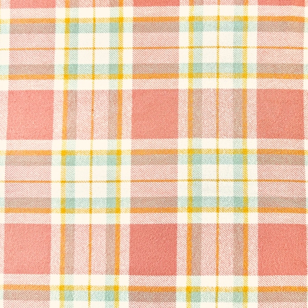 Coral and Mint Large Plaid Woven Flannel Fabric By The Yard 100% Brushed Cotton double-sided soft medium weight shirting pink peach tartan