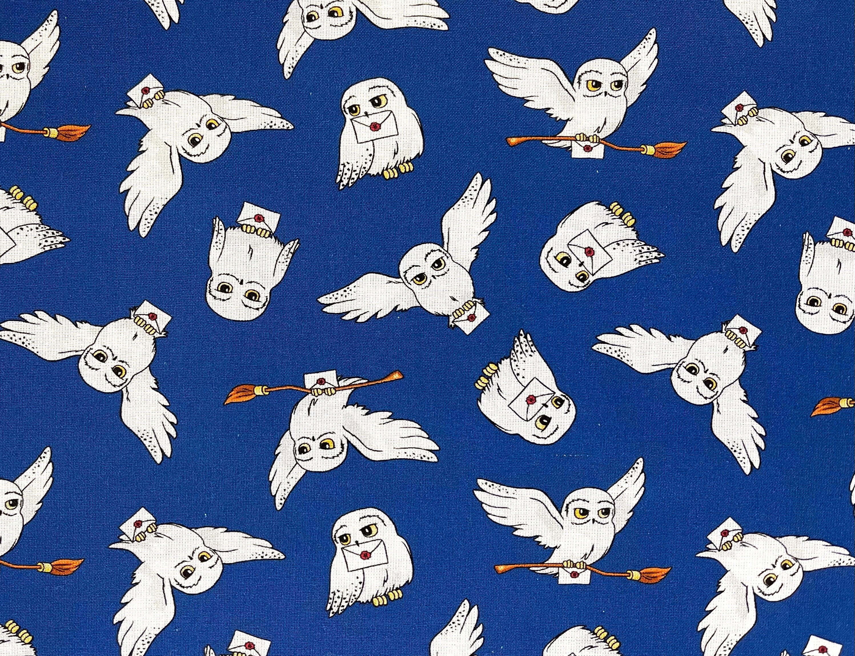 Owls Sewing Fabric by the 1/2 yard looks like Hedwig in Harry Potter movies