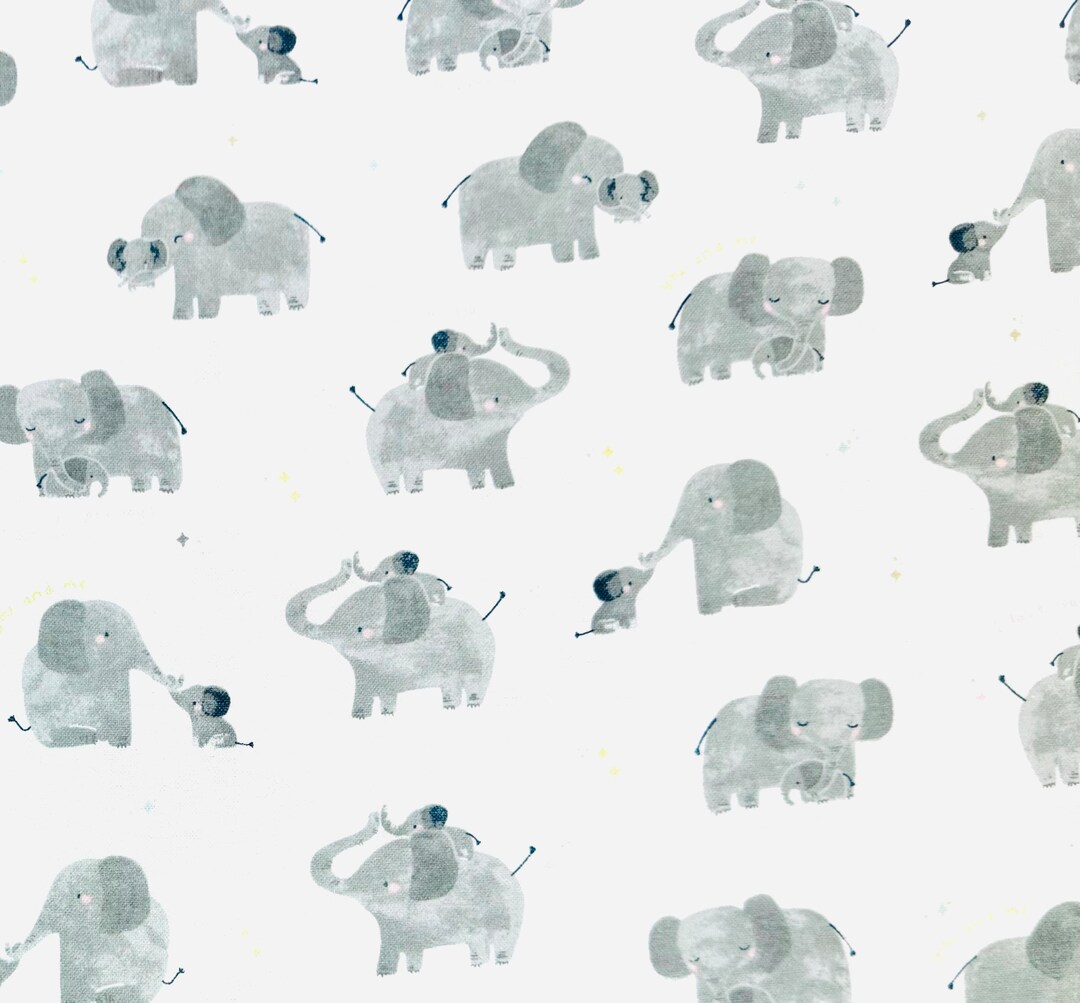 I Love Cuddles Elephants Flannel Fabric by the Yard 100 Cotton Baby