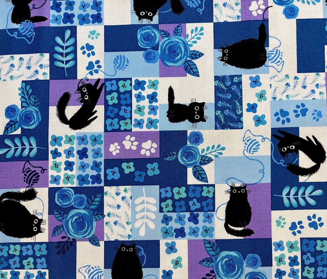 Patchwork Cats Fabric by the Yard 100 Premium Cotton meow by Angie Rozelaar for Studio E