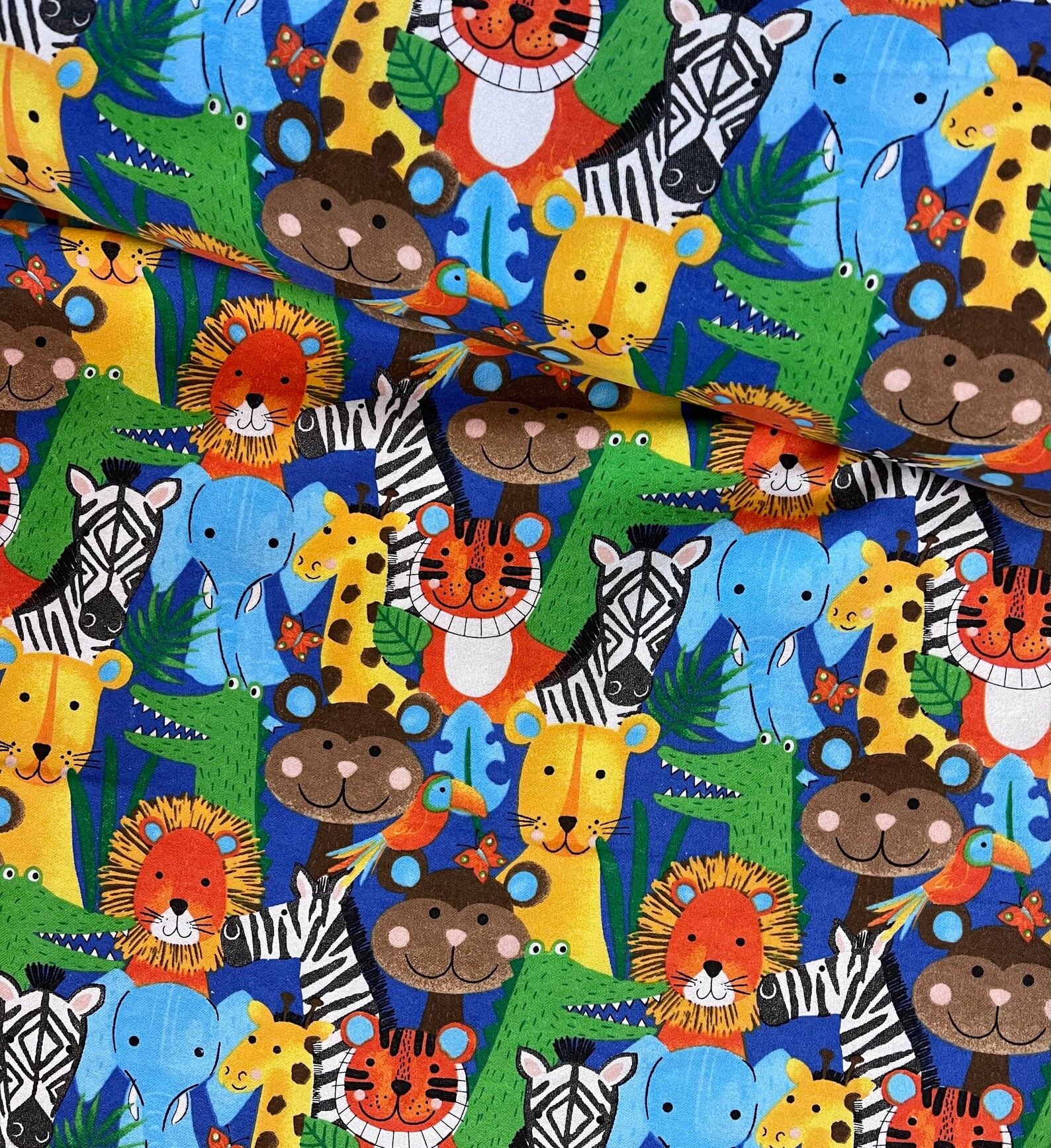 Safari Animals Flannel Fabric By The Yard Or Half Yards 100 Etsy