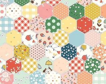 Little Hexi Quilt Cheater Fabric by the Yard 100% Premium Cotton “Serendipity 2” by Minki Kim for Riley Blake small hexagon children baby