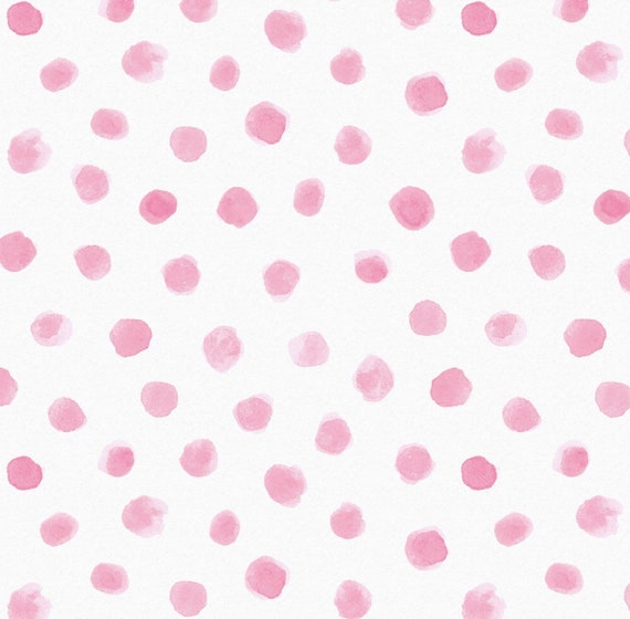 Pink Watercolor Polka Dots on White Flannel Fabric by the Yard - Etsy