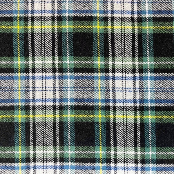 Eddie Bauer Black Green & Yellow Tartan Plaid Woven Flannel Fabric By The Yard 100% Brushed Cotton double-sided medium weight fall winter