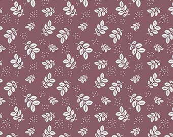 Leaves On Purple Fabric By The Yard 100% Premium Cotton “Renew” by Riley Blake Leaf Floral small spring summer flowers branches