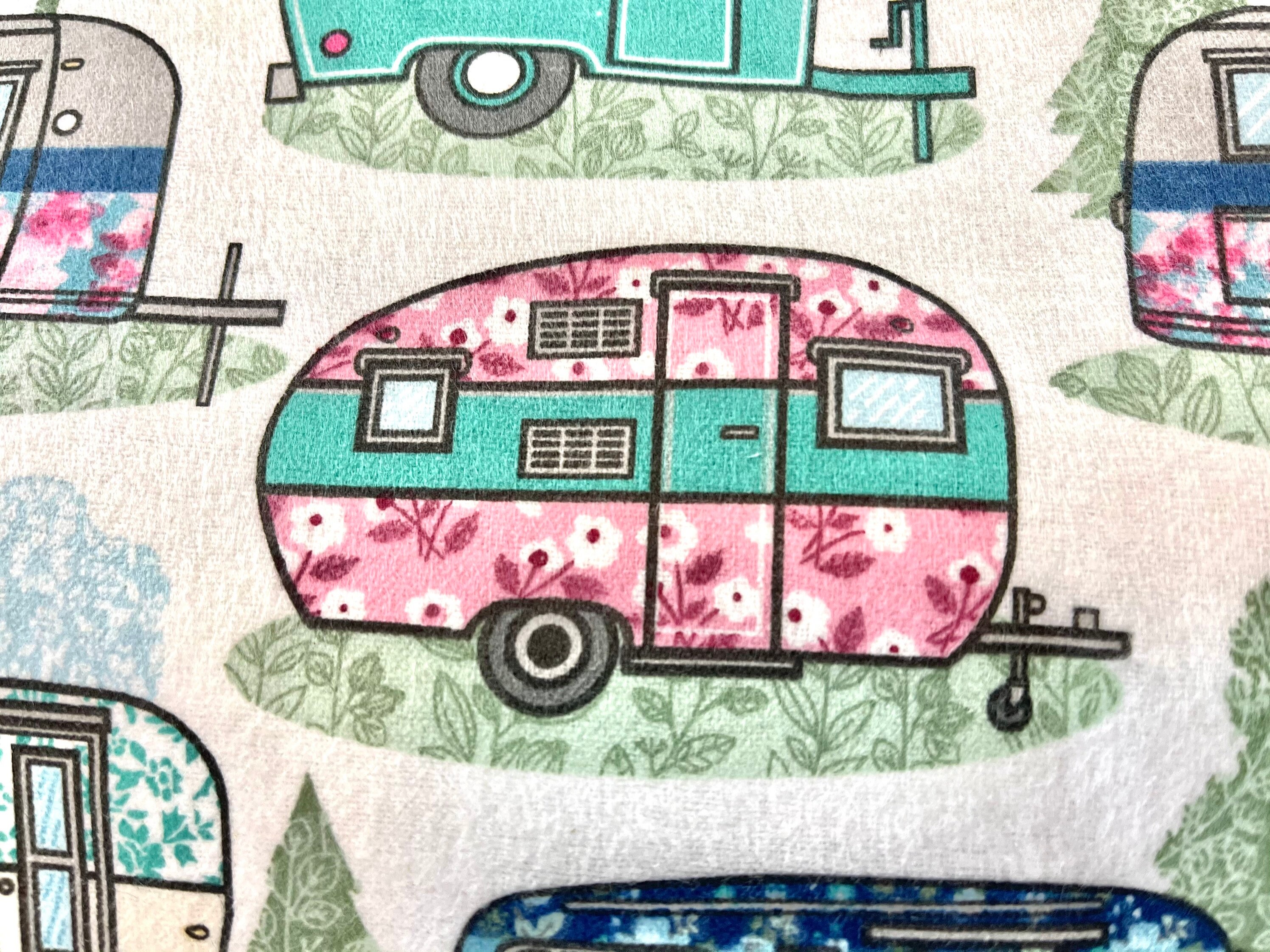 Glamping Campers Flannel Fabric By The Yard Half Yards 100 Etsy