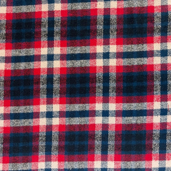 Eddie Bauer Navy & Red Tartan Plaid Woven Flannel Fabric By The Yard 100% Brushed Cotton double-sided medium weight fall winter Christmas