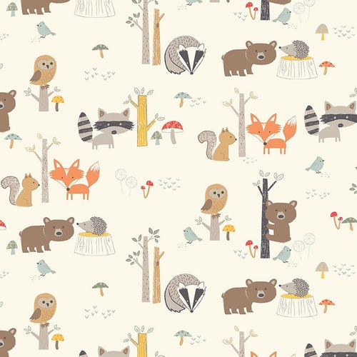 Fabric by the Half Yard Woodland Animals FLANNEL Nursery Etsy