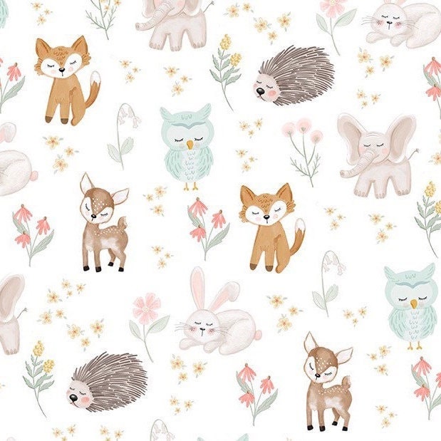 Baby Quilt Panels for Girl, Elephant Fabric Panel, Owl, Sloth, Deer, Fox  Baby Quilt Fabric 