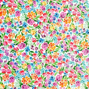 Bright Ditsy Floral on White Fabric by the Yard 100% Premium Cotton ...