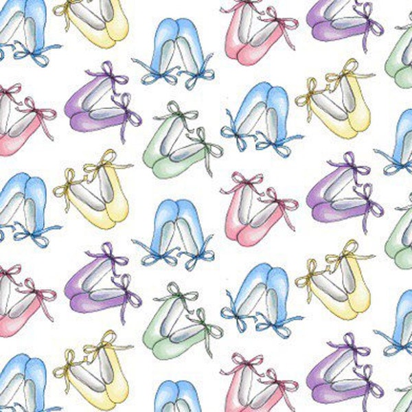 Fairy Garden Ballerina Slippers Fabric by the Yard 100% Premium Cotton by Nicola Mason for Studio E fairy angels ballerinas slipper dance