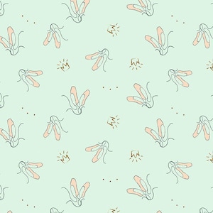 Little Ballerina Ballet Slipper Sparkle Fabric By The Yard 100% Premium Cotton “Spin and Twirl” by Riley Blake Love To Dance pointe shoes