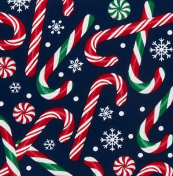 Large Candy Canes Fabric by the Yard or Half Yard 100 Premium Etsy