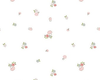 Mini Blooms & Mushrooms Tela cortada a medida 100% algodón premium Hush Hush 3 de Riley Blake pequeñas flores rosas dispersas floral