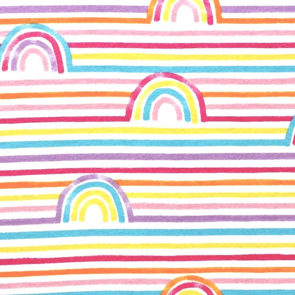 Bright Summer Rainbow Stripes Flannel Fabric By The Yard or Half yards 100% Cotton Sunny Rainbows Stripes Lines Super Snuggle by Joann