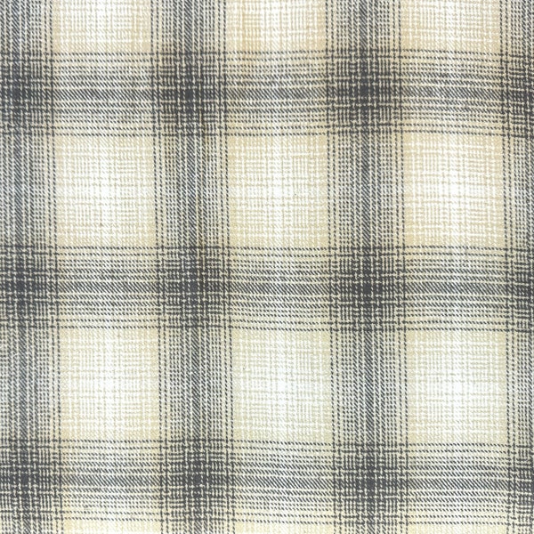 Gray Tan and Cream Woven Plaid Flannel Fabric By The Yard 100% Brushed Cotton double-sided yarn dyed medium weight neutral tones