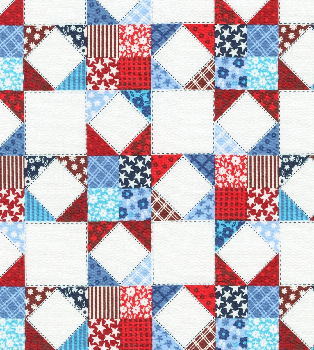 Robert Kaufman Patriotic quilt Cheater Fabric by the Yard 100 Premium