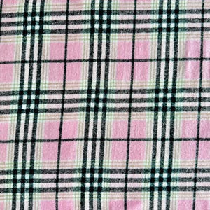 Pink & Black 57” Wide Plaid Woven Flannel Fabric By The Yard Cotton/Polyester single-napped double-sided medium weight winter LARGE PRINT
