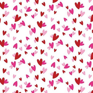 Gnomes In Love Scattered Heart fabric by the Yard 100% Premium Cotton Valentine’s Day Romance Anniversary red pink hearts by Riley Blake
