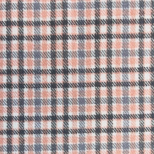 Blush Pink & Gray Small Plaid Woven Flannel Fabric By The Yard 100% Brushed Cotton double-sided soft medium weight shirting peach tartan