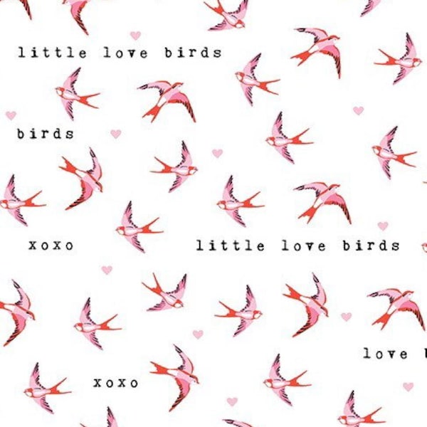 Little Love Birds Fabric By The Yard or Half Yards 100% Premium Cotton Sending Love by My Mind’s Eye for Riley Blake Valentine’s Day romance