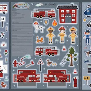 It Takes a Village Felt Play Set Panel by Riley Blake Quiet Play vehicles cars trucks ambulance fire police gift idea DIY kit 36” x 68”