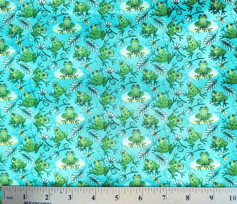 Tiny Frogs and Dragonflies Fabric by the Yard 100% Premium Cotton by ...