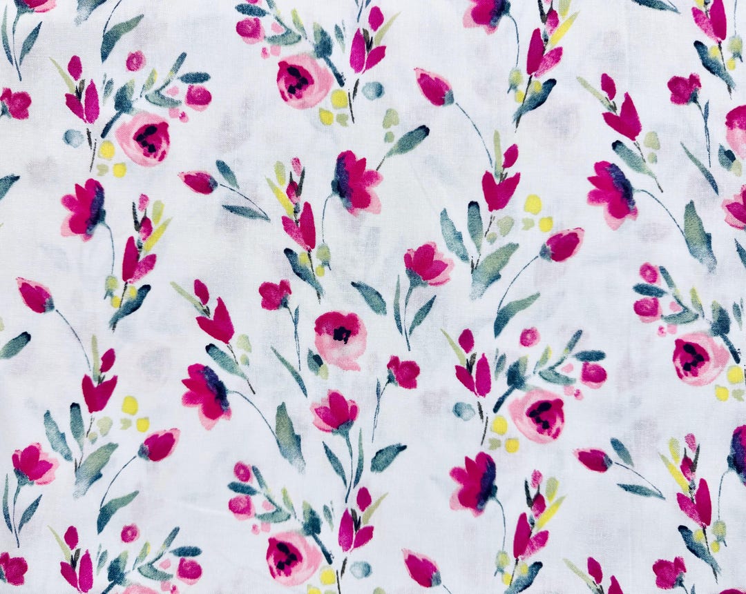 Floral Vines on White 108” Wide Back Fabric by the Yard 100% Cotton by ...