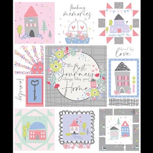 Mulberry Lane Home & Family 36” Quilt Panel 100% Premium Cotton Fabric by Riley Blake housewarming wedding “Bound By Love” memories journey