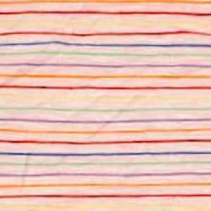 Multi Stripes on Pink Knit Fabric by the Yard Soft Jersey 58” Double Brushed 4-way Stretch by Fabric Merchants rainbow narrow thin stripe