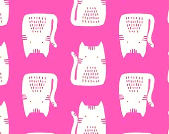 Cats on Pink Fabric By The Yard or Half Yards 100% Premium Cotton by Andover Fabrics Makower UK Cats and Dogs collection