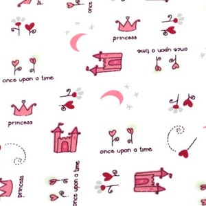 Princess Castles Knit Fabric by the Yard 58” Double Brushed 4-way Stretch by Fabric Merchants kids hearts crowns floral