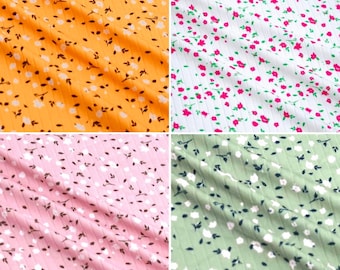Delicate Floral Rib Knit Fabric by the Yard 56/58” Wide Stretch Ribbed flowers floral by Fabric Merchants various colors knits
