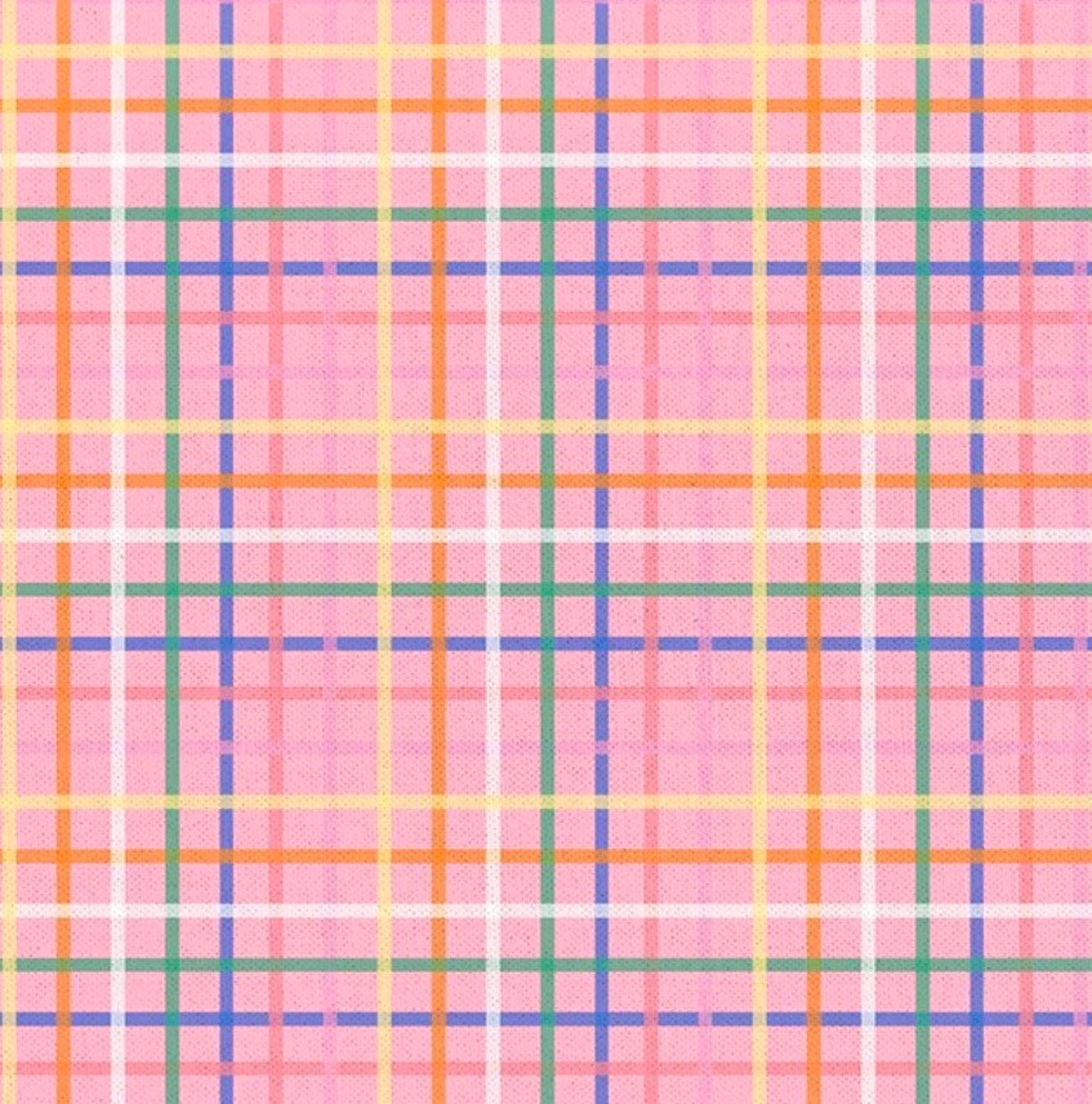 Pink Picnic Plaid Fabric By The Yard or Half Yards 100 Etsy