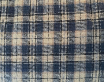 60” Wide Blue and Gray Yarn Dyed Plaid Shirting Fabric By The Yard 100% Brushed Cotton double-sided Ultra Lightweight Shirting soft hand