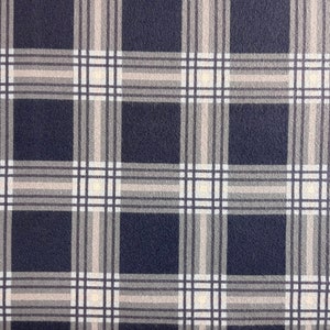 Navy, Light Blue, & Gray Printed Plaid Flannel Fabric By The Yard 100% Cotton “Snow Leopard” by Riley Blake double-napped soft brushed LARGE