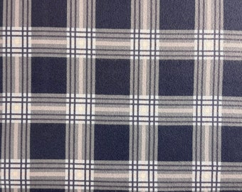 Navy, Light Blue, & Gray Printed Plaid Flannel Fabric By The Yard 100% Cotton “Snow Leopard” by Riley Blake double-napped soft brushed LARGE
