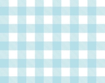 Light Blue & White 1/2” Gingham Flannel Fabric By The Yard 100% Premium Cotton Juvenile buffalo plaid small check checks by Fabric Editions