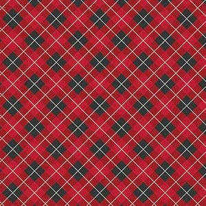 Red & Black Bias Plaid Fabric by the Yard 100% Premium Cotton Winter Holiday Christmas rustic “Woodsman” by Riley Blake small print