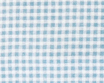 Flannel Light Blue and White 1/8” Gingham Fabric By The Yard 100% Cotton buffalo plaid small check checks