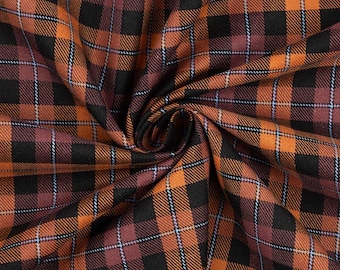 60” Wide Rust and Burgundy Yarn Dyed Plaid Shirting Fabric By The Yard 100% Cotton double-sided Lightweight Shirting brushed on one side
