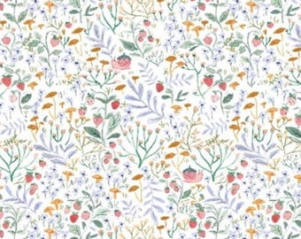 Berry Sweet Snails Fabric By The Yard 100% Premium Cotton “Strawberry Jam” by Dear Stella Flowers floral strawberries spring tiny small