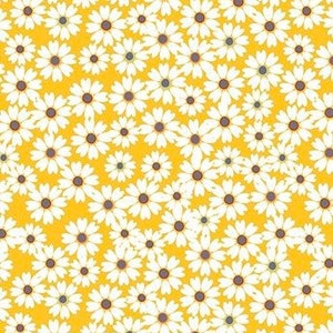 Tiny Daisies Colorful Centers Fabric By The Yard 100% Premium Cotton Riley Blake Singing In The Rain April floral flowers Daisy white yellow