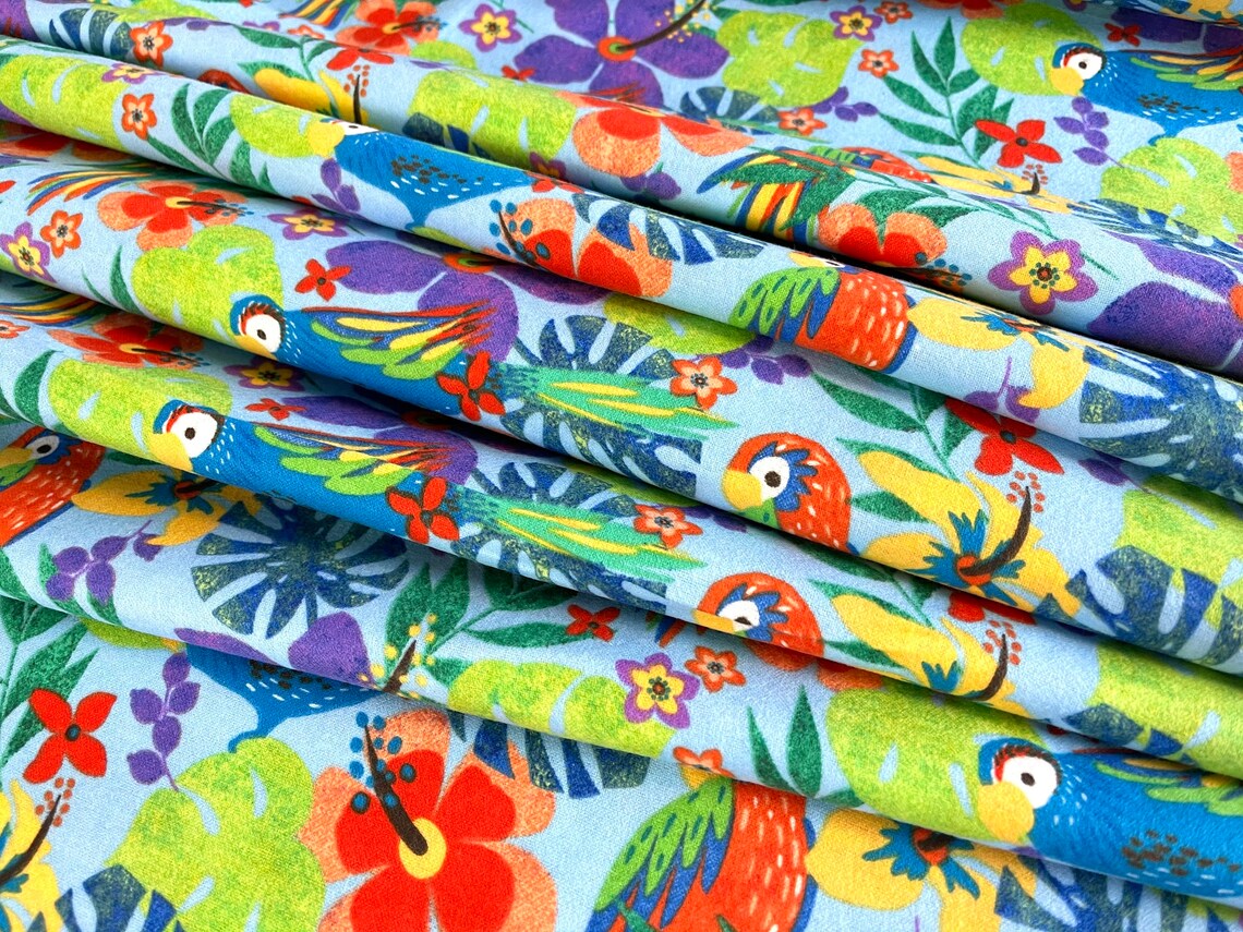 Tropical Paradise Flannel Fabric by the Yard or Half Yards Etsy