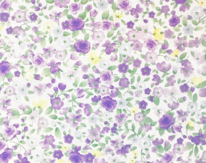 Purple Ditsy Watercolor Floral Fabric by the Yard 100% Cotton by ...