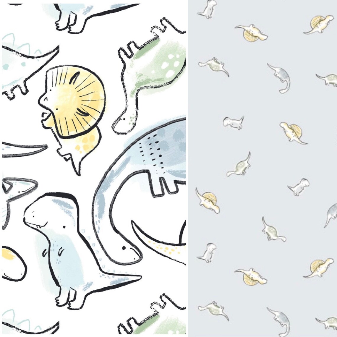Dino-roar Tossed Dinosaurs Fabric by the Yard or Half Yards 100% ...