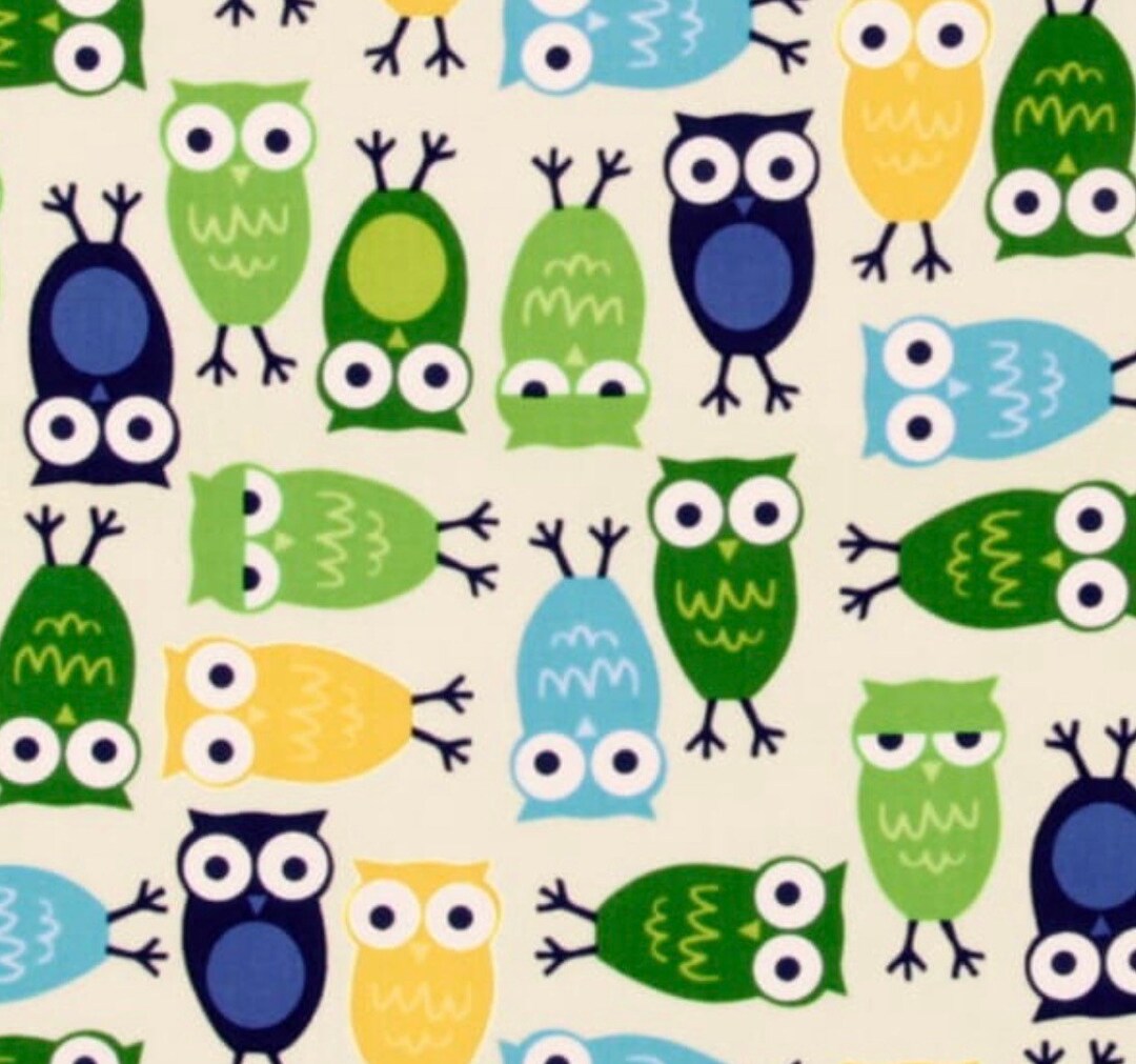 Robert Kaufman Zoologie Owls Fabric by the Yard 100 Premium Etsy