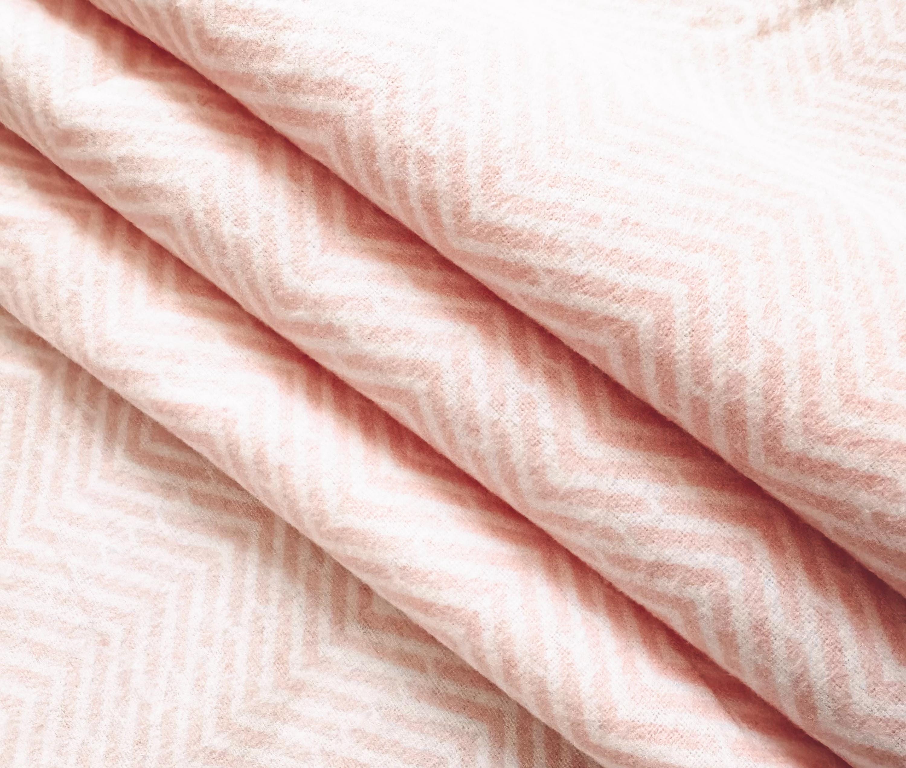 Peachy Pink and White Subtle Chevron Flannel Fabric by the Yard 100% ...